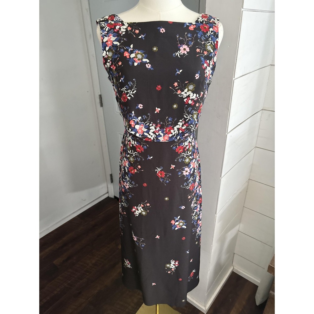Erdem Juno Dress Women 6 Black Floral Silk Backless Bow Tie Midi Fit Flare Party
